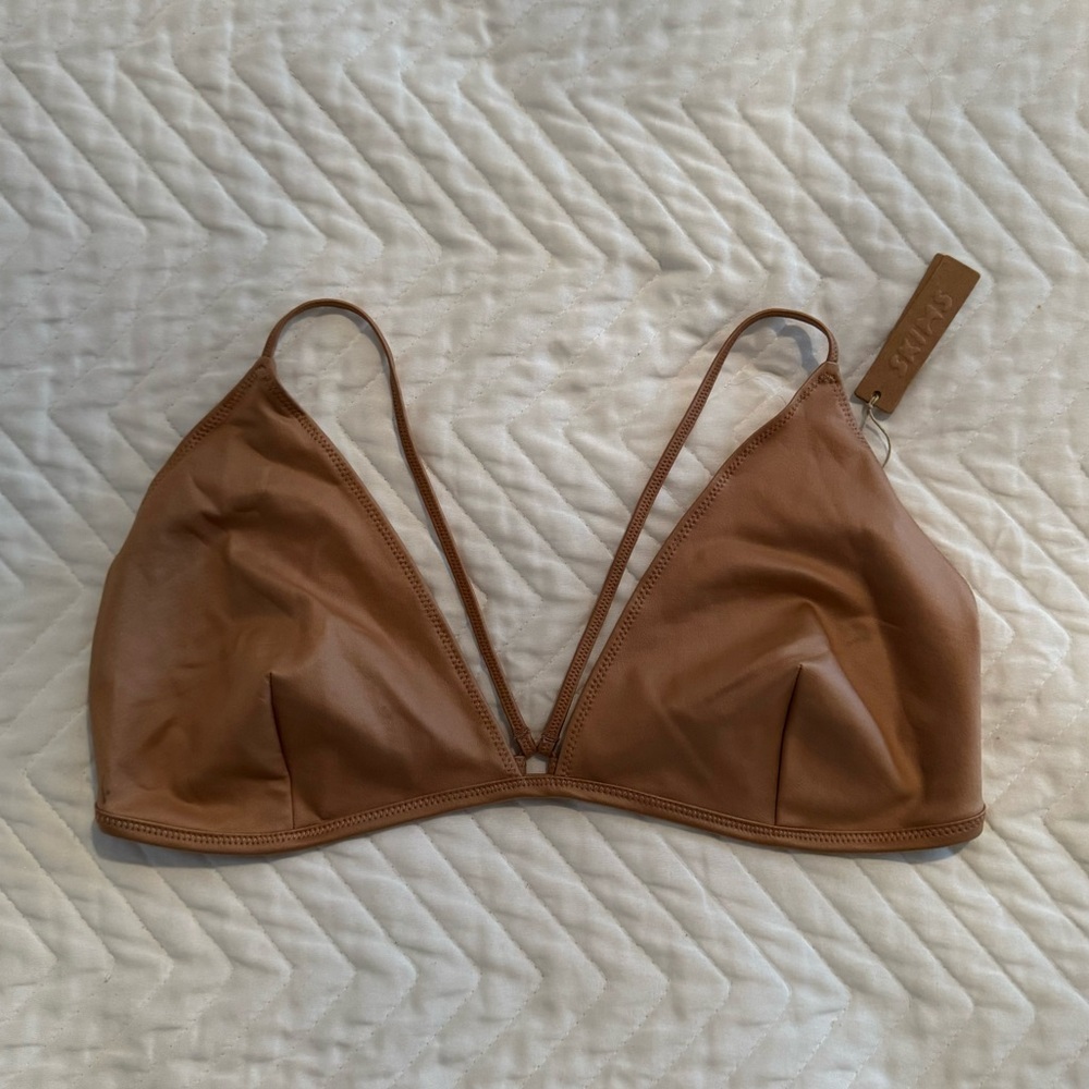 Skims Wet Jersey Triangle Bralette Sienna Nude Tan 2XL NEW WITH TAGS